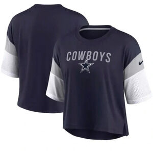 Dallas Cowboys Nike Womens NFL Jersey Mesh Sleeved Crop Top Shirt XXL